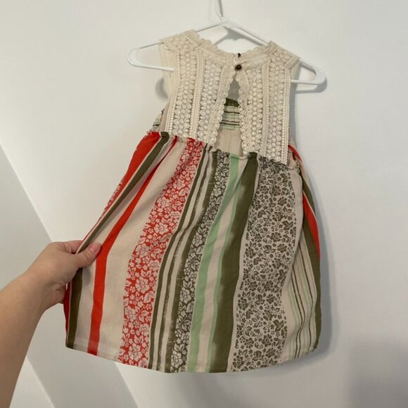 CABI 266 Whisper Gauze Tank Cream Beige Green Floral Striped Crochet Boho Blouse - Picture 16 of 16